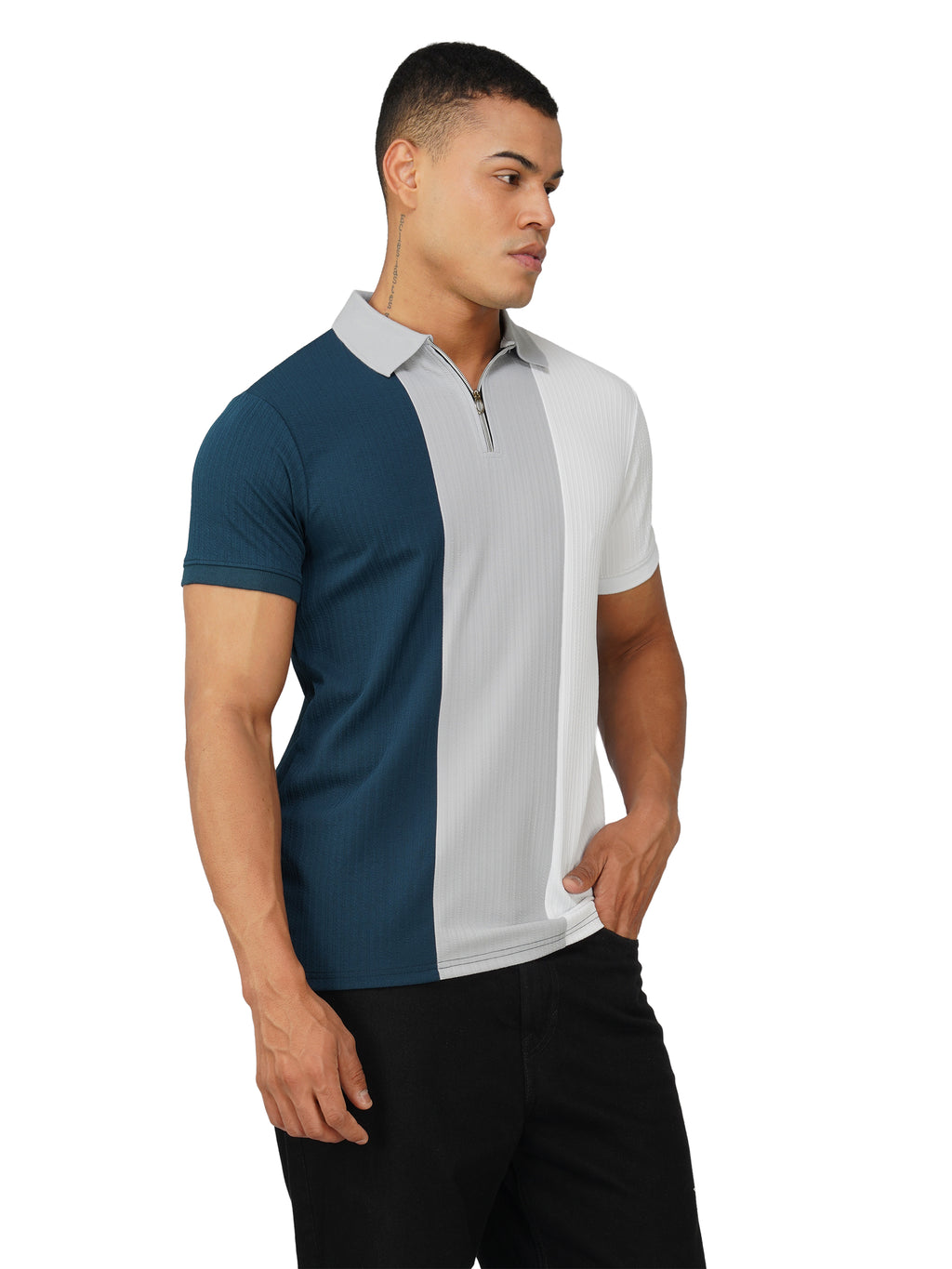 TriTone Zip Polo T-Shirt