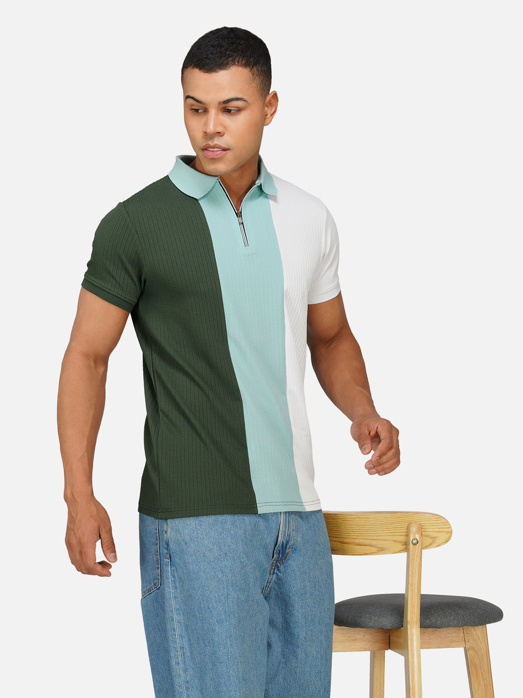 TriTone Zip Polo T-Shirt