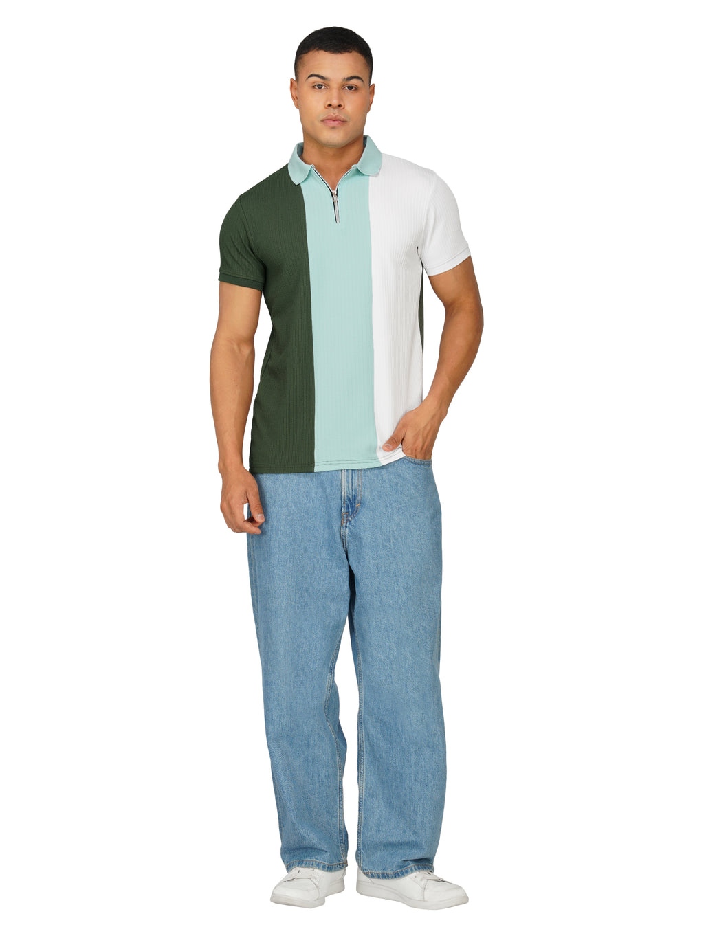 TriTone Zip Polo T-Shirt