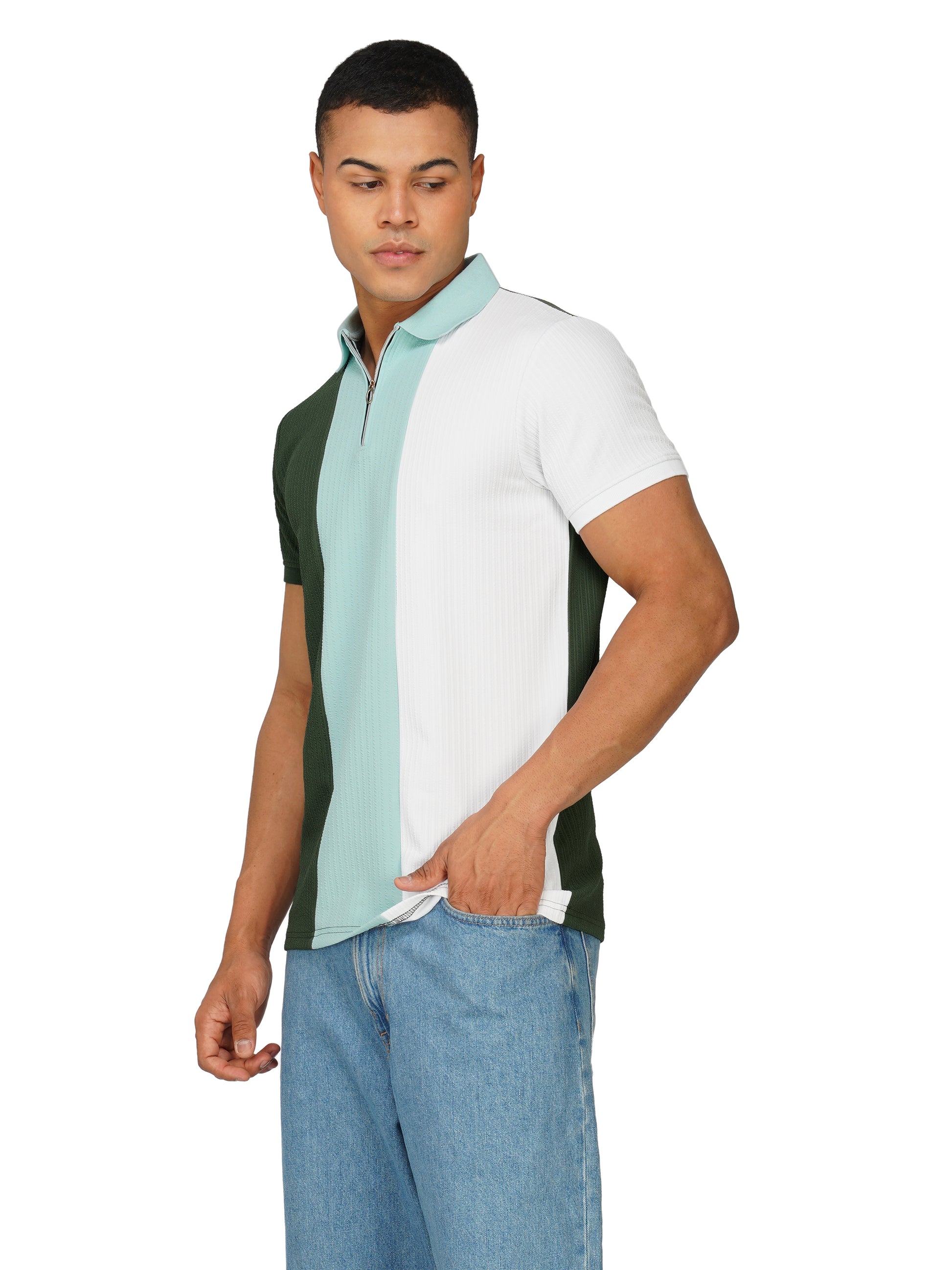 TriTone Zip Polo T-Shirt