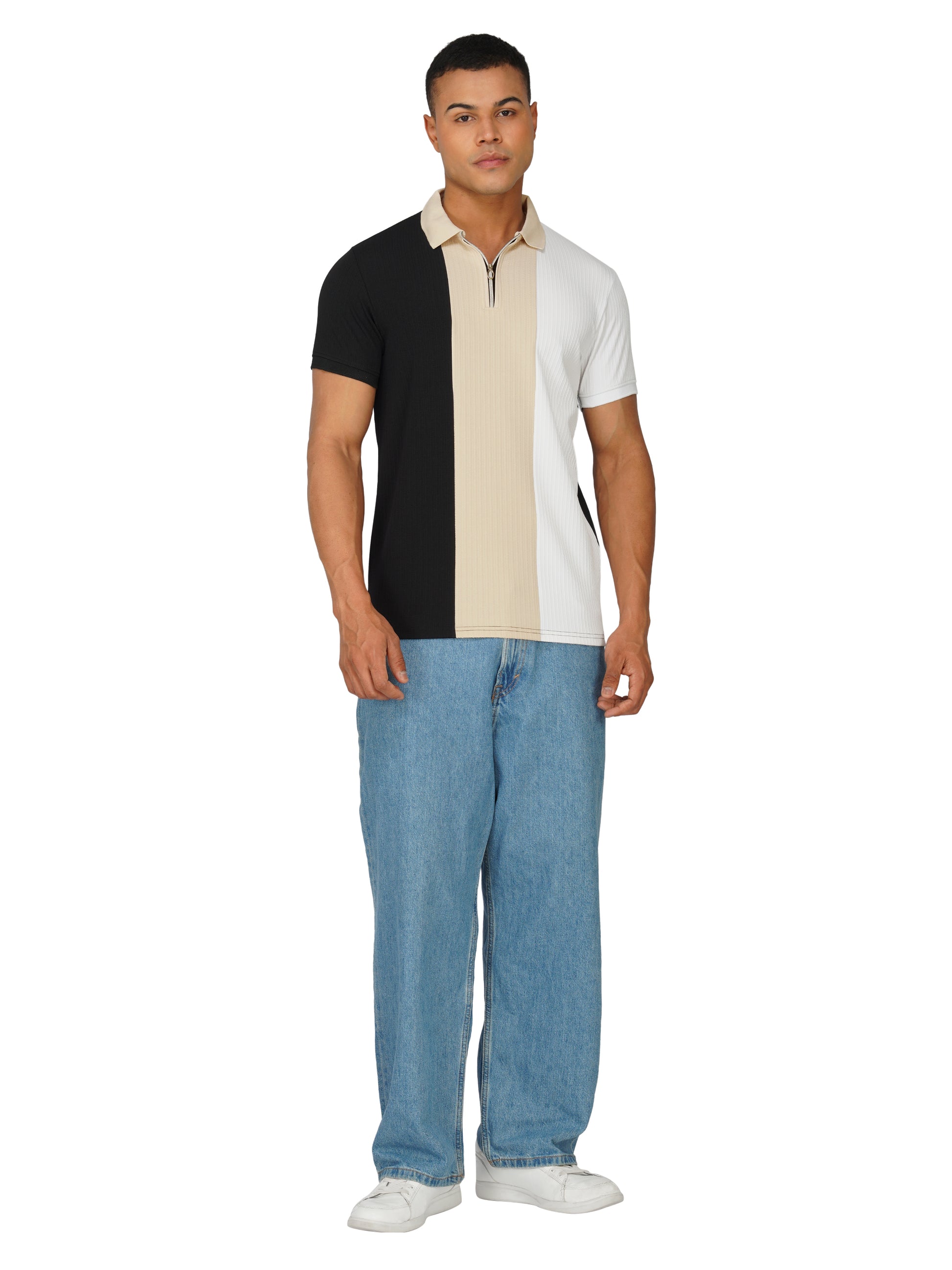 TriTone Zip Polo T-Shirt