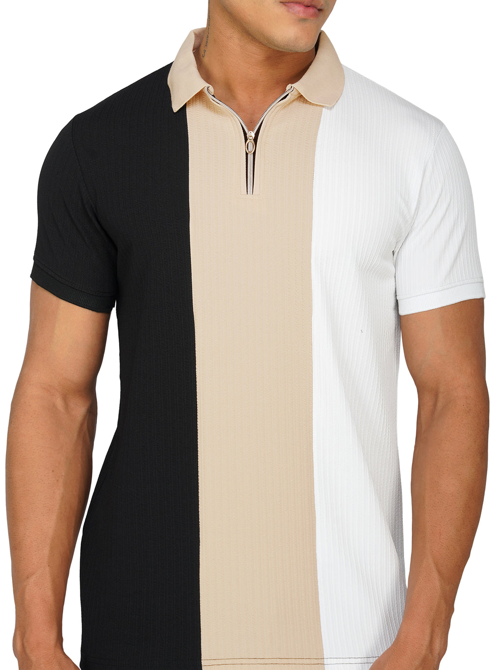 TriTone Zip Polo T-Shirt