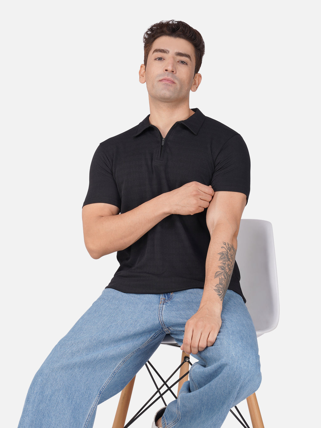 JacquardZip Polo Tee
