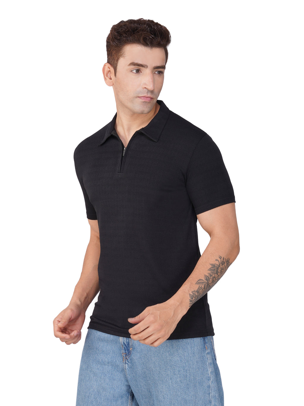 JacquardZip Polo Tee