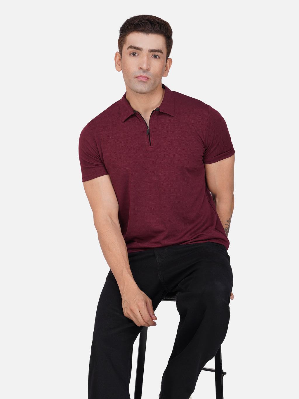 JacquardZip Polo Tee