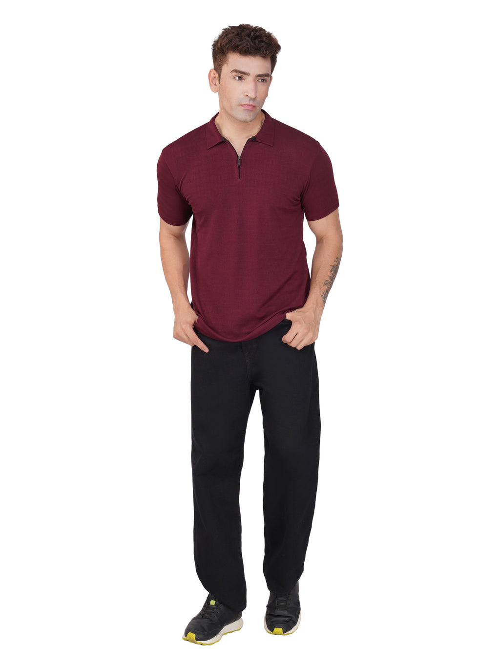 JacquardZip Polo Tee