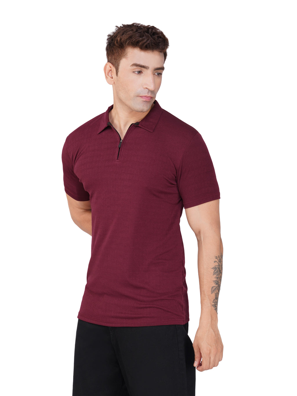 JacquardZip Polo Tee