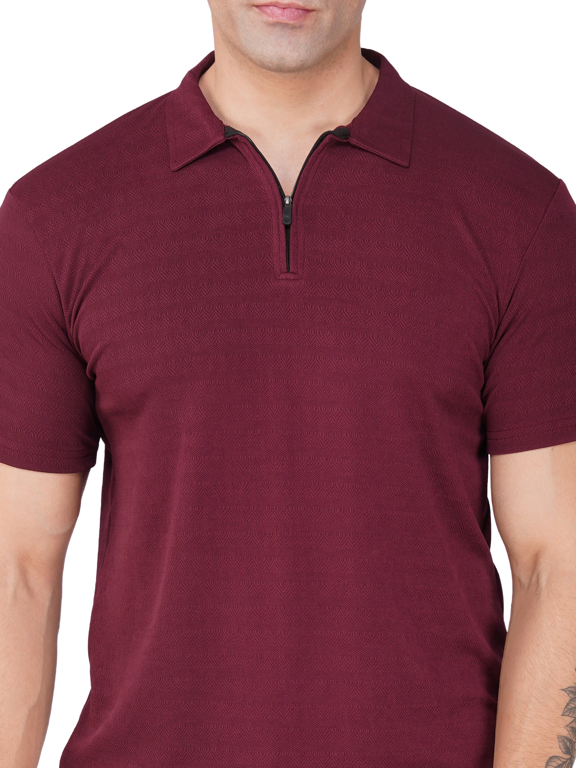 JacquardZip Polo Tee