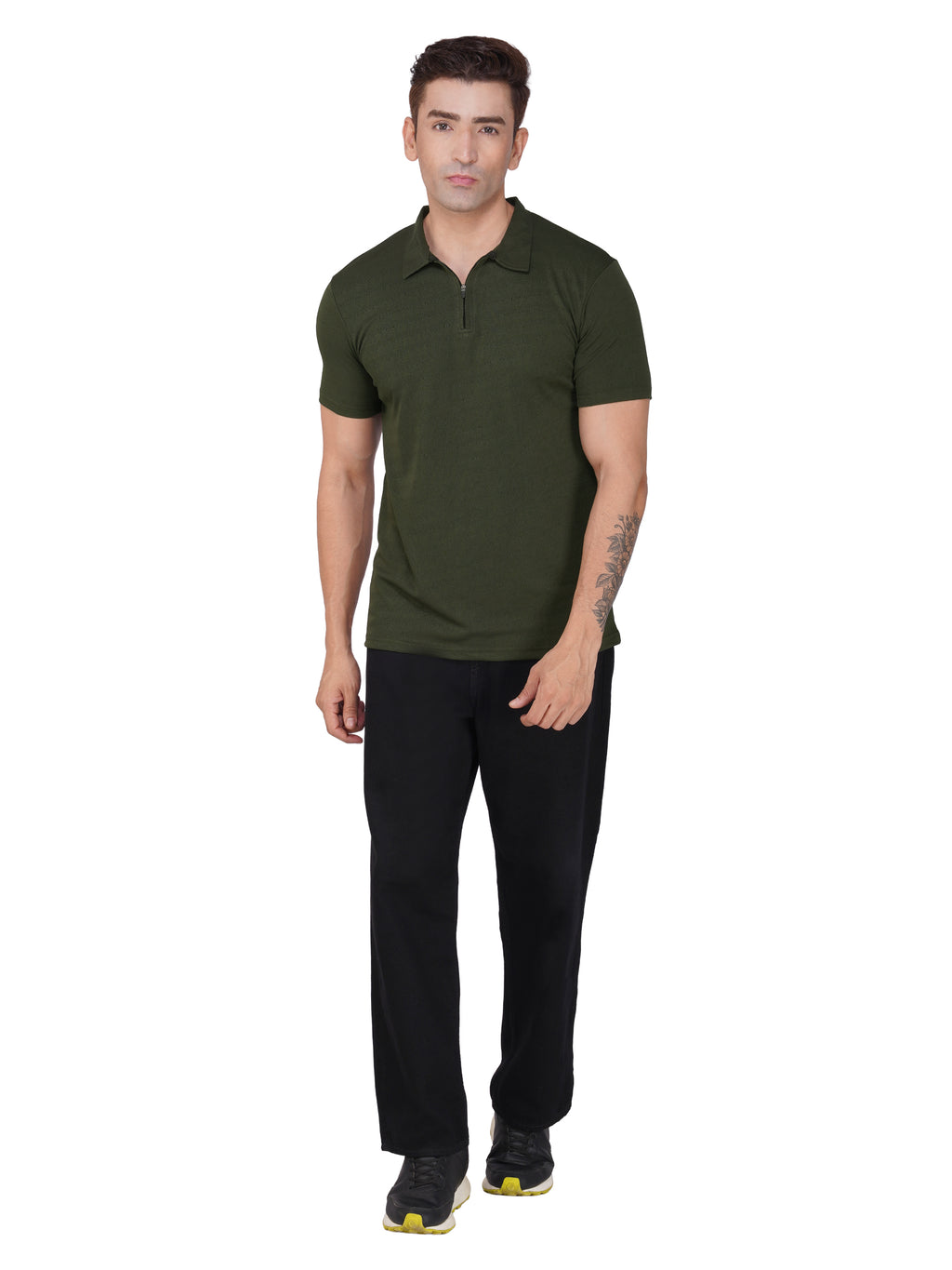 JacquardZip Polo Tee