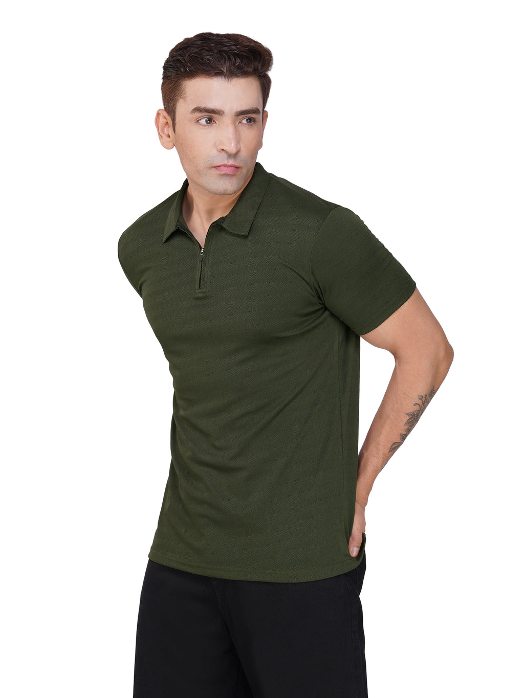 JacquardZip Polo Tee