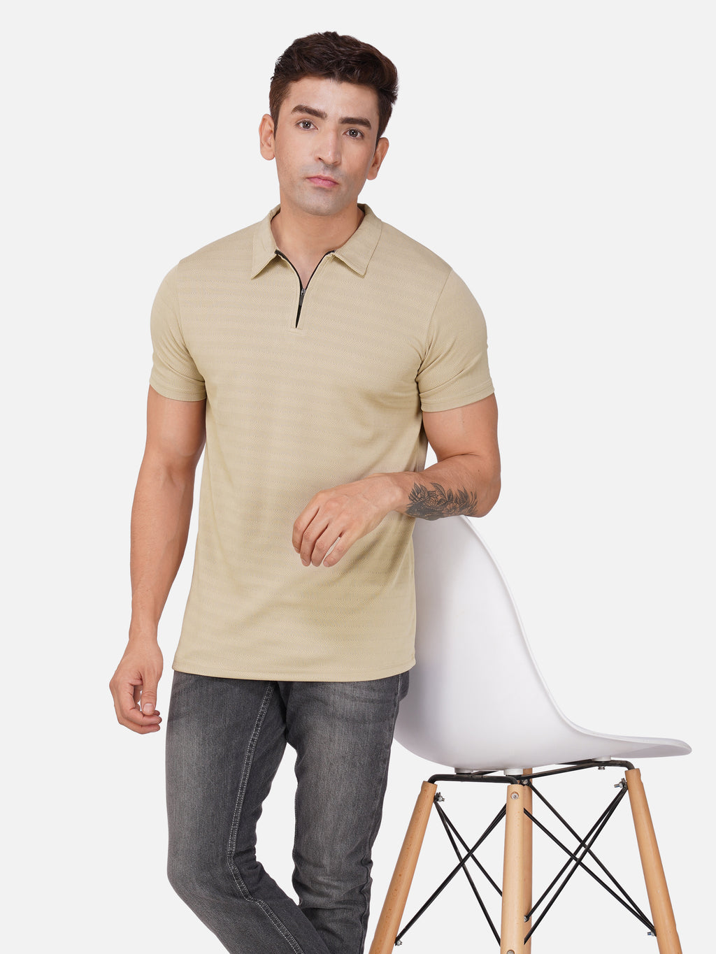 JacquardZip Polo Tee