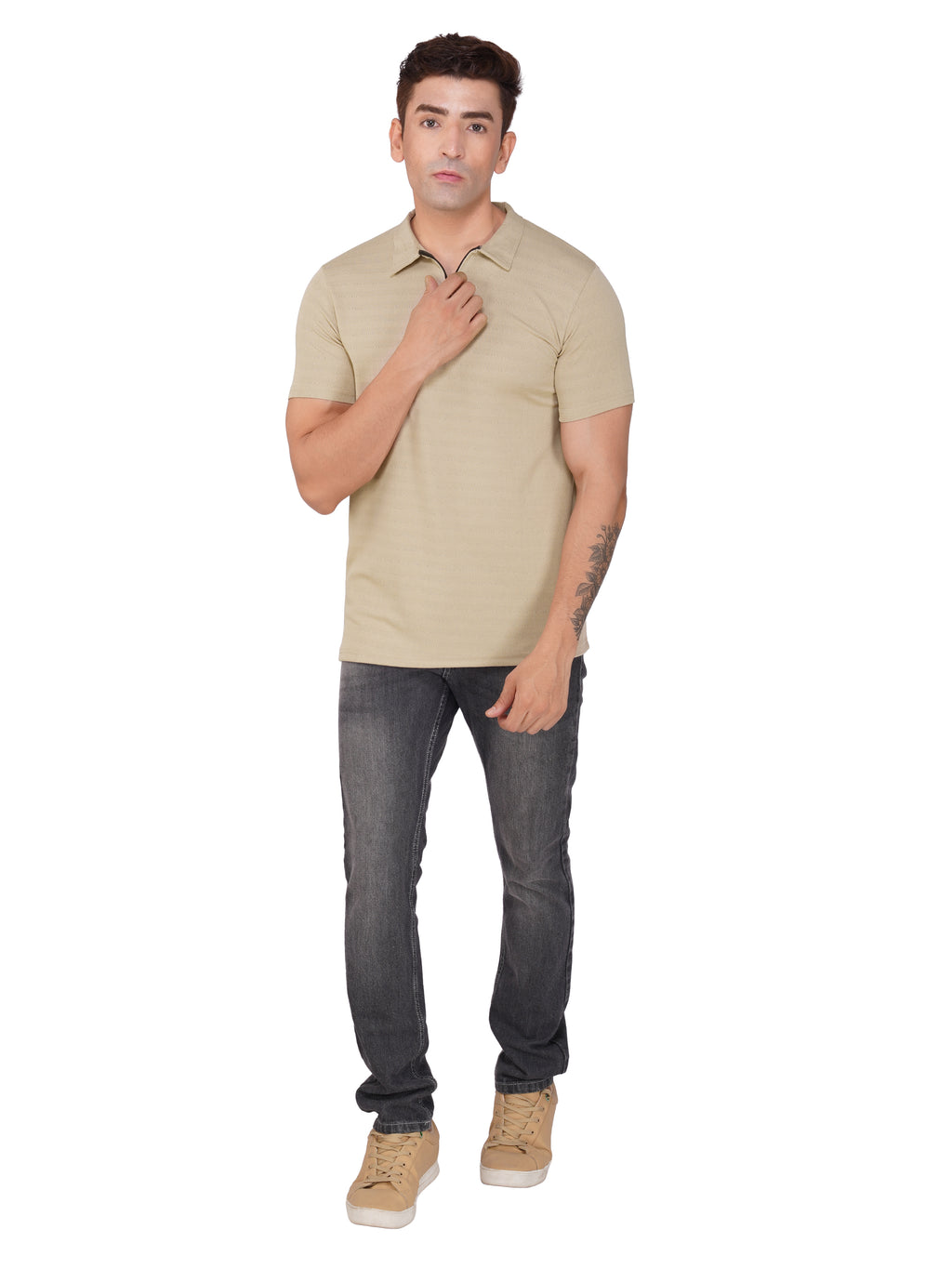 JacquardZip Polo Tee