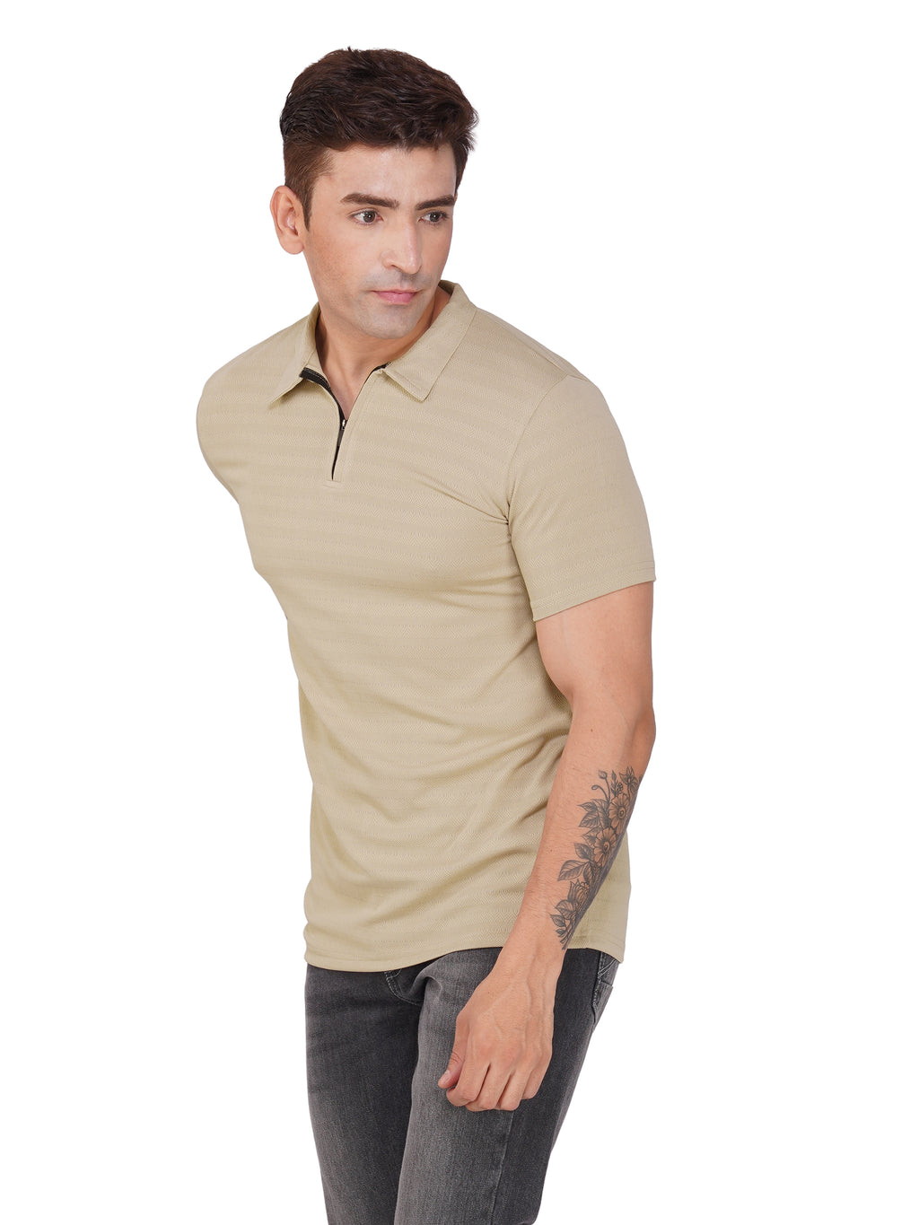 JacquardZip Polo Tee