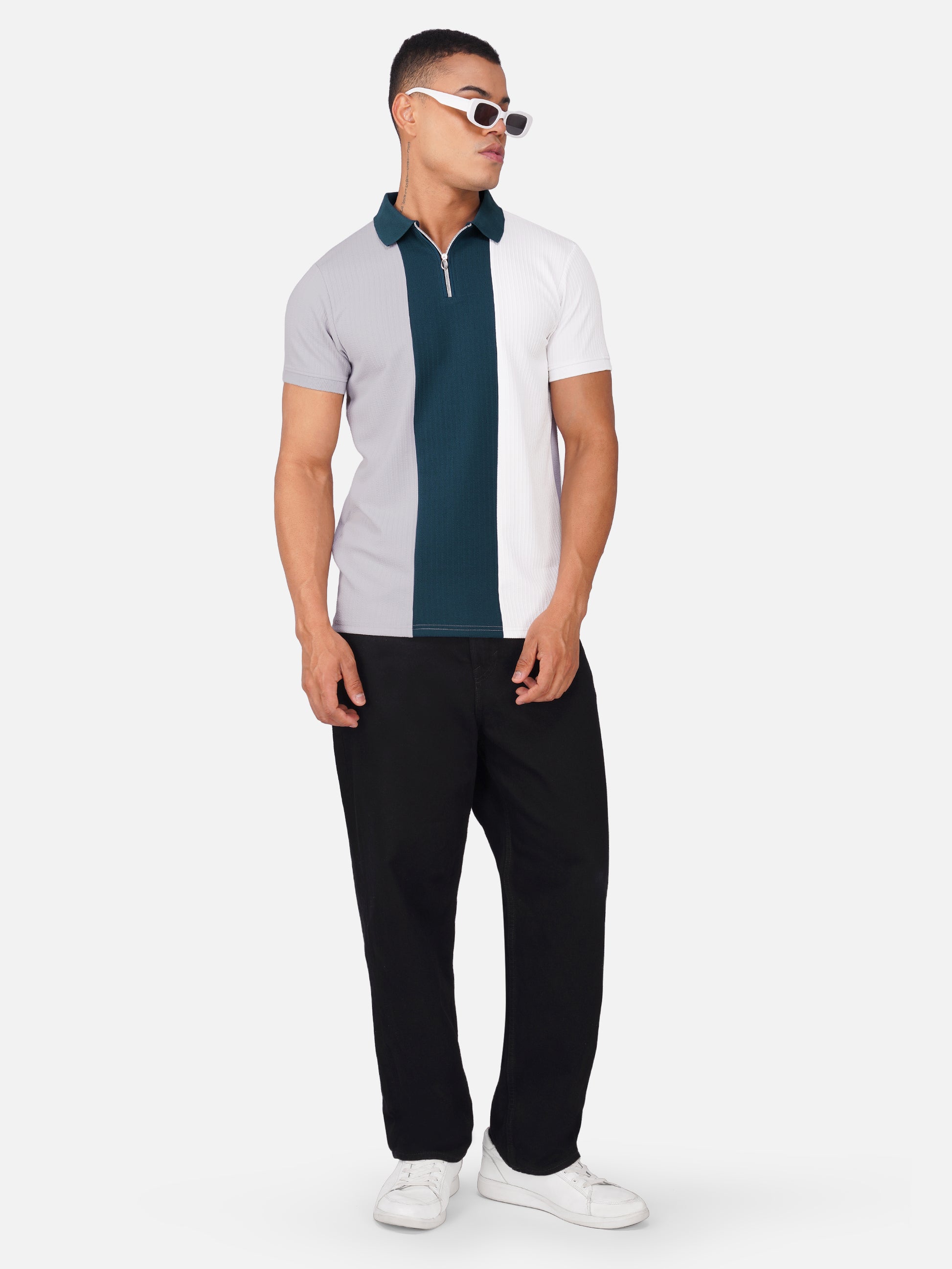 TriTone Zip Polo T-Shirt