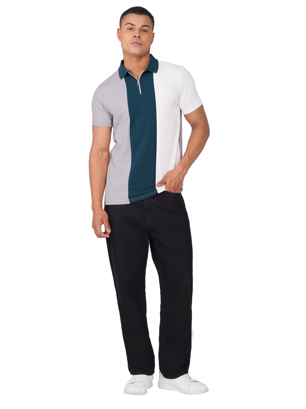 TriTone Zip Polo T-Shirt