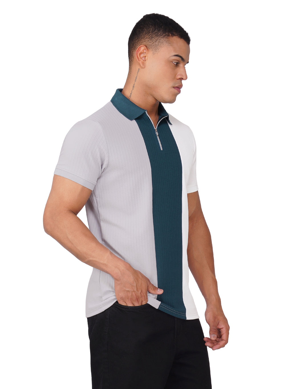 TriTone Zip Polo T-Shirt