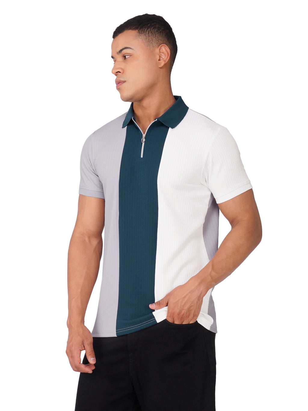 TriTone Zip Polo T-Shirt