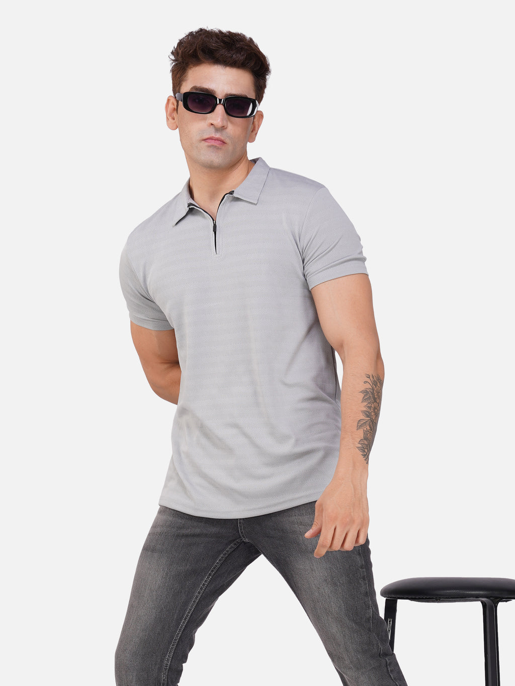 JacquardZip Polo Tee