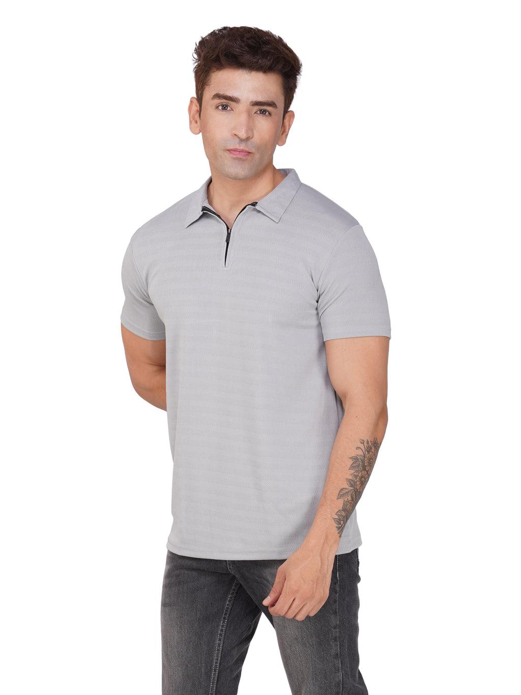 JacquardZip Polo Tee