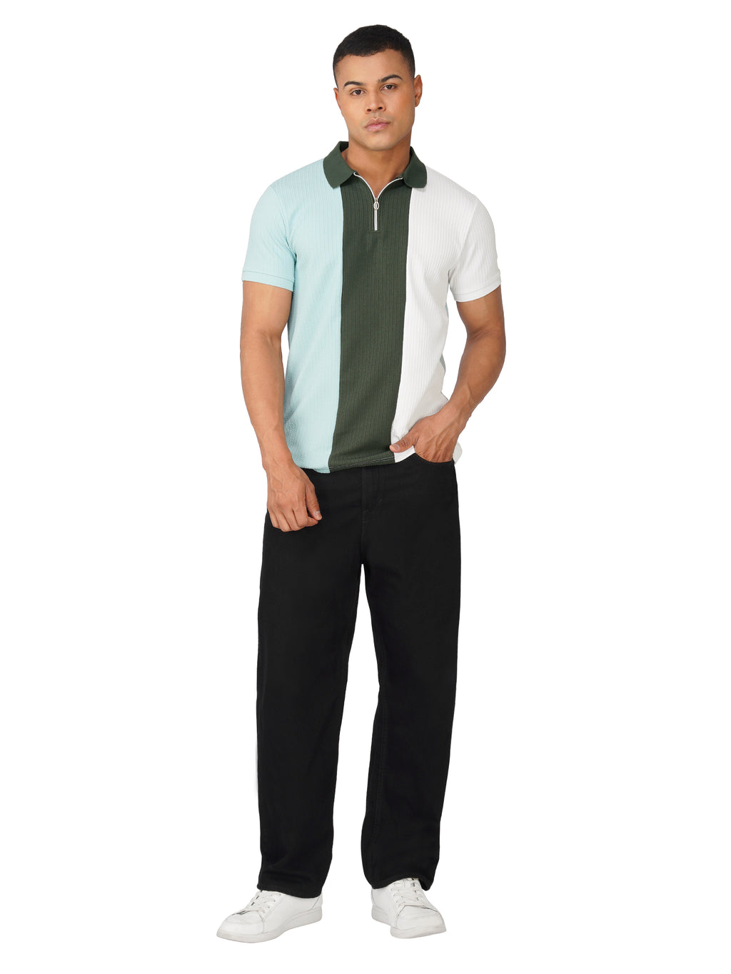 TriTone Zip Polo T-Shirt