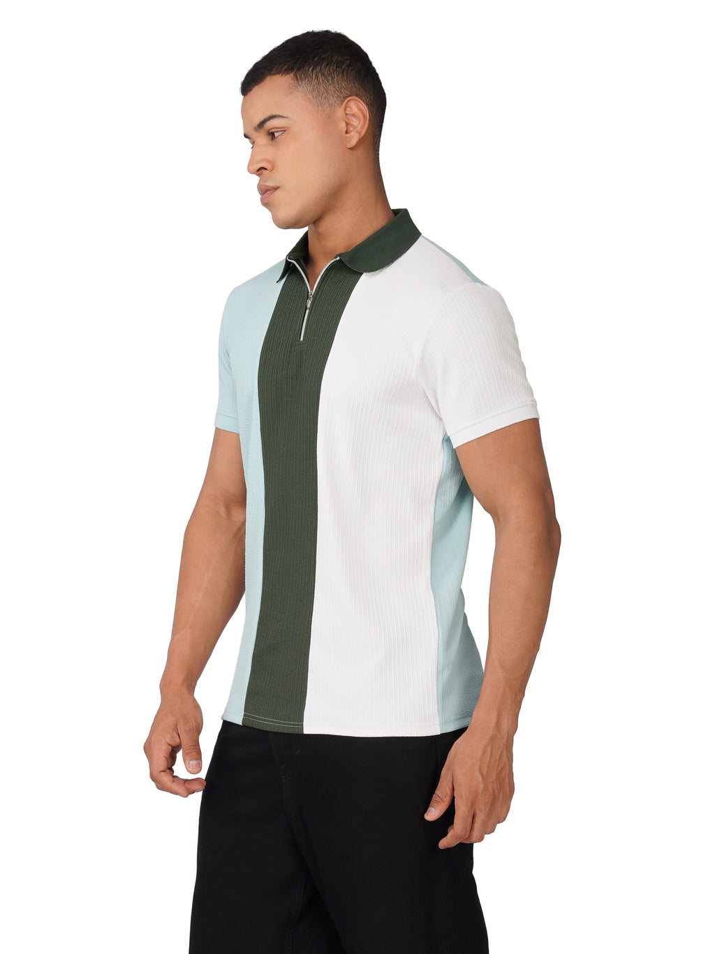 TriTone Zip Polo T-Shirt