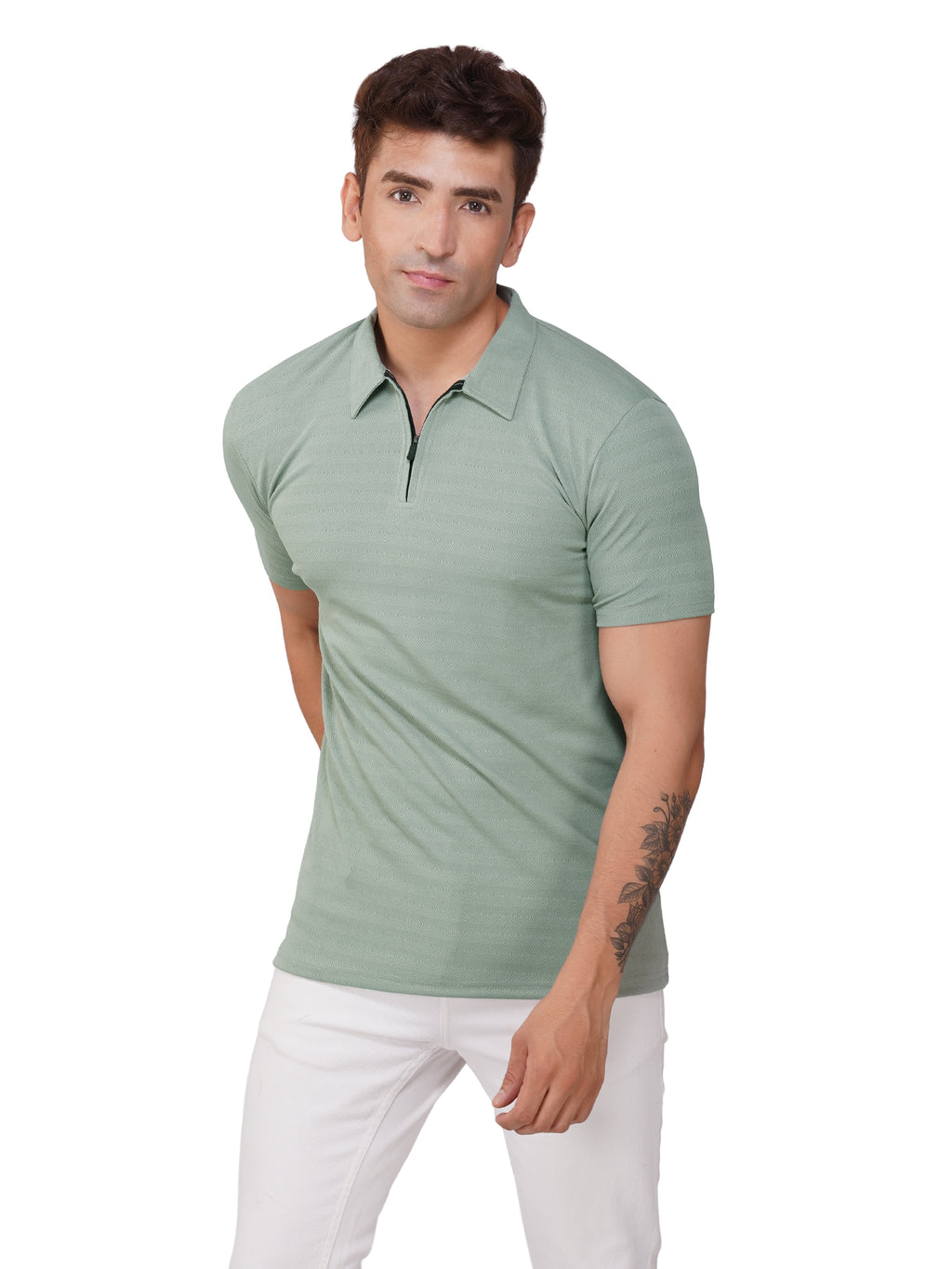 JacquardZip Polo Tee