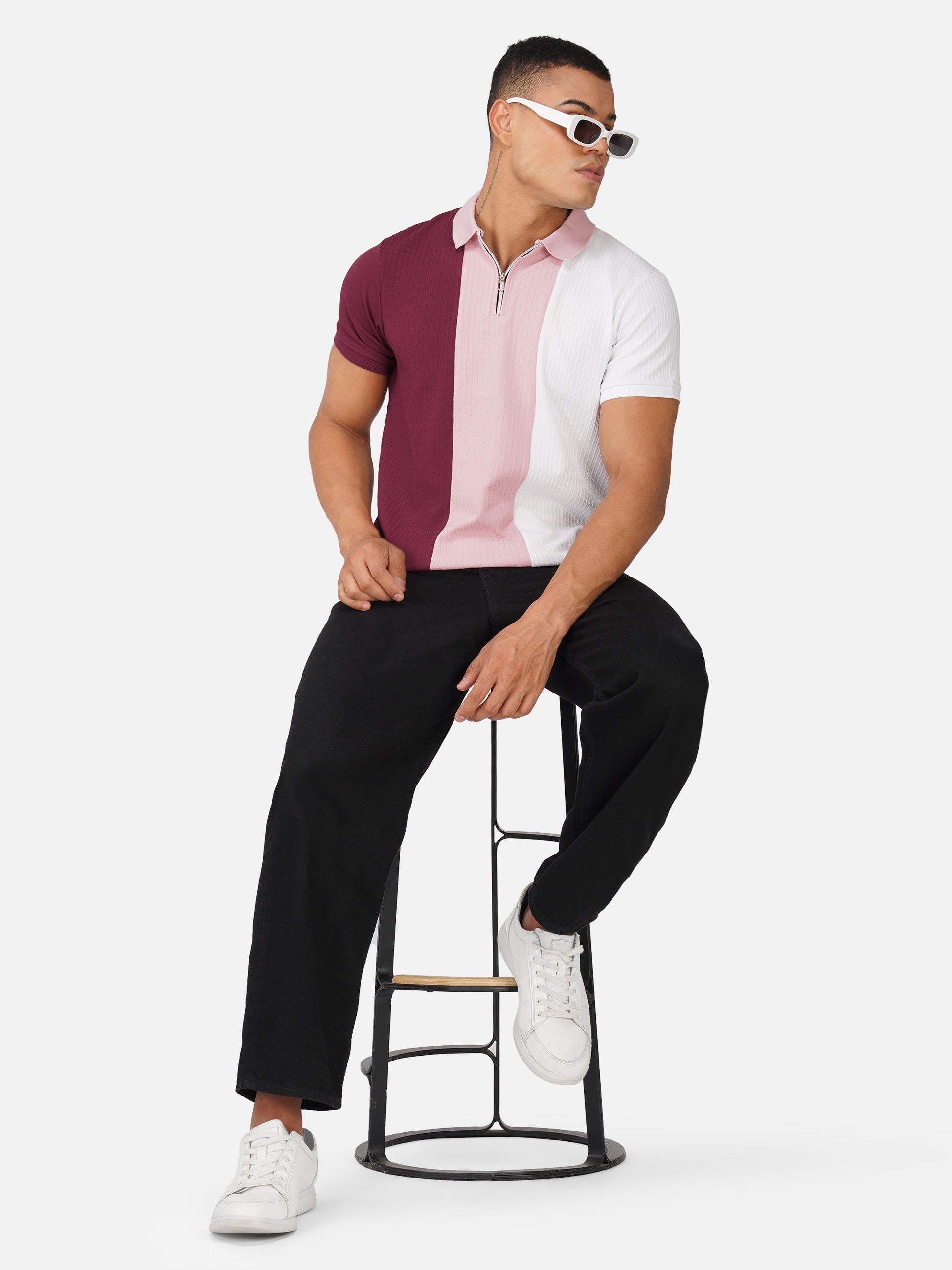 TriTone Zip Polo T-Shirt