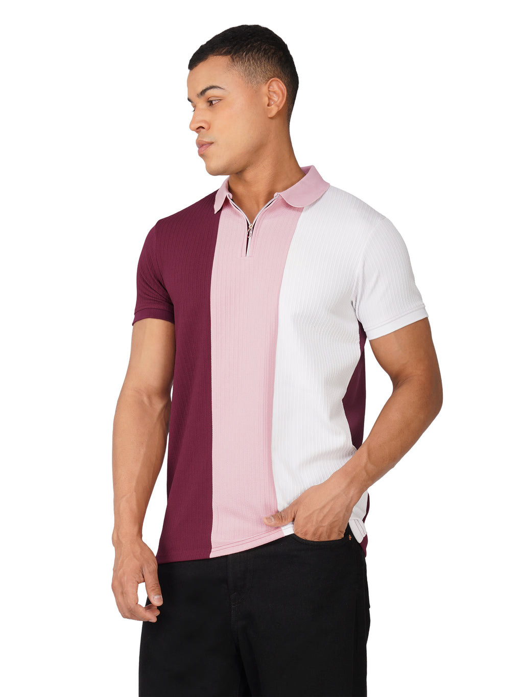 TriTone Zip Polo T-Shirt